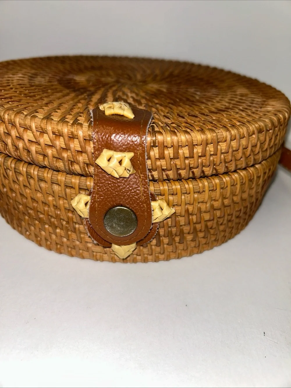 Round Rattan‎ Crossbody Purse Bag Boho Straw 8” Woven Circle Beach BOHO Summer
